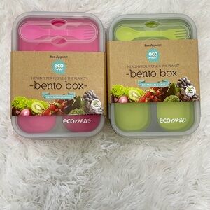 2 sets Eco one Silicone Bento Box, Lunch Box ,food storage with 3 Compartments